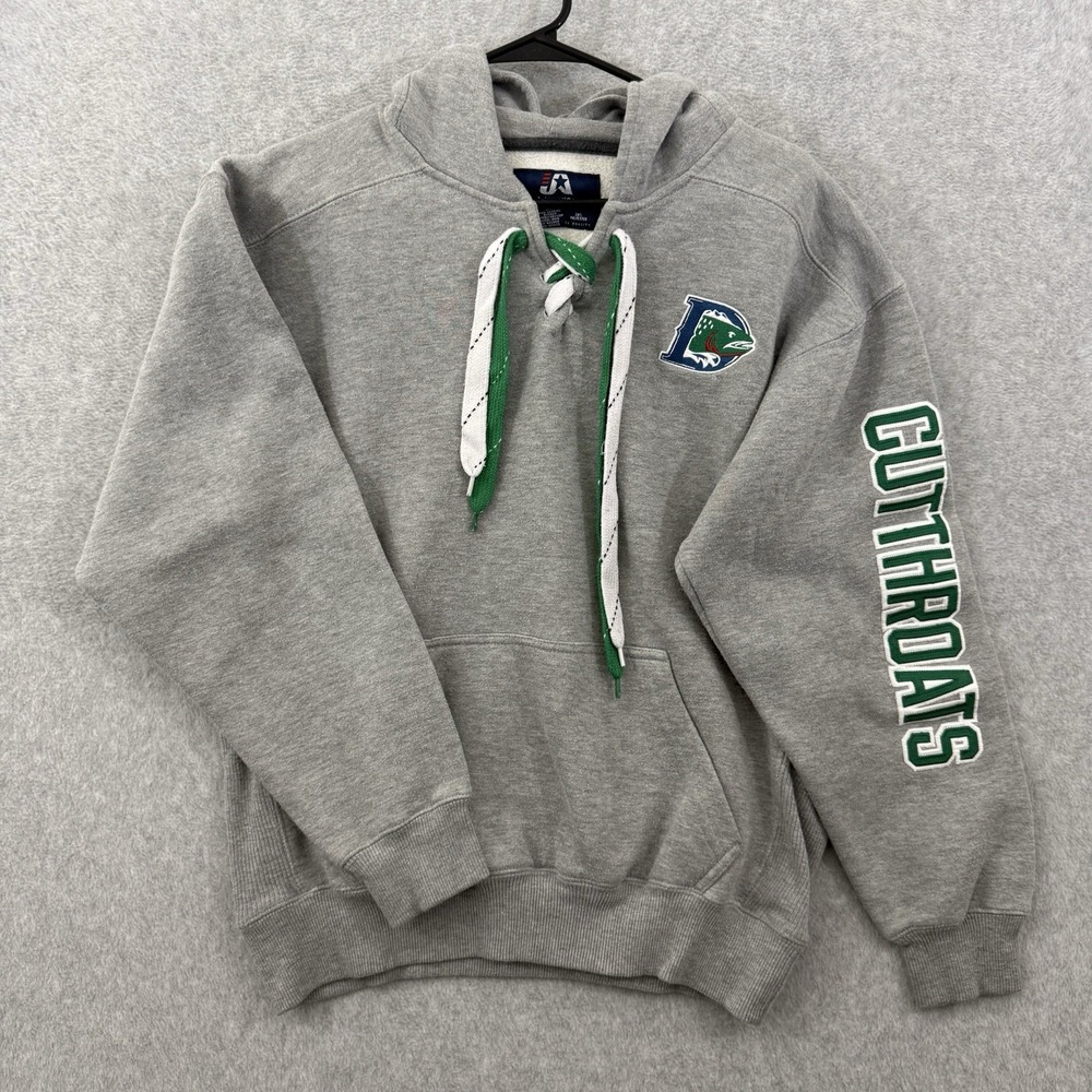 Denver Cutthrouts Hoodie Men M Gray Lace Up Pullover J America CHL Hockey